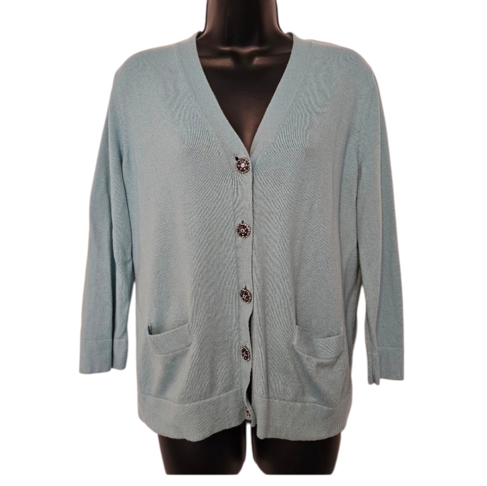 Charter Club Women's  Cardigan Sweater Ornate Buttons Size M Business Casual